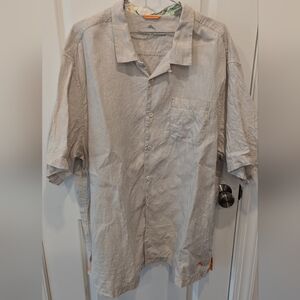 Tommy Bahama Men’s 100% Linen Shirt Sand Beach Natural Button Down 2XLB Big